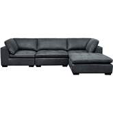 Sundance Sectional Sofa w/ Ottoman in Charcoal Gray Top Grain Leather